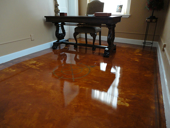 A heated decorative concrete floor.