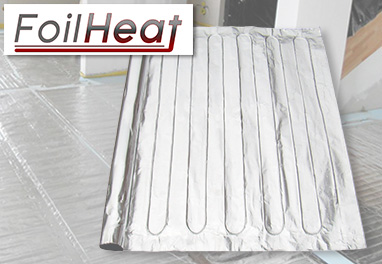 The FoilHeat floor heating system installed on basement floor. The FoilHeat floor heating system installed on basement floor.