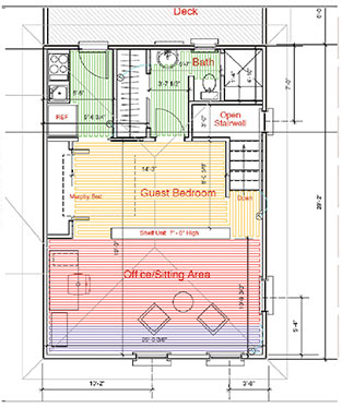 An example of a custom layout of a floor heating system. Example of an AutoCAD layout drawing of a floor heating system.